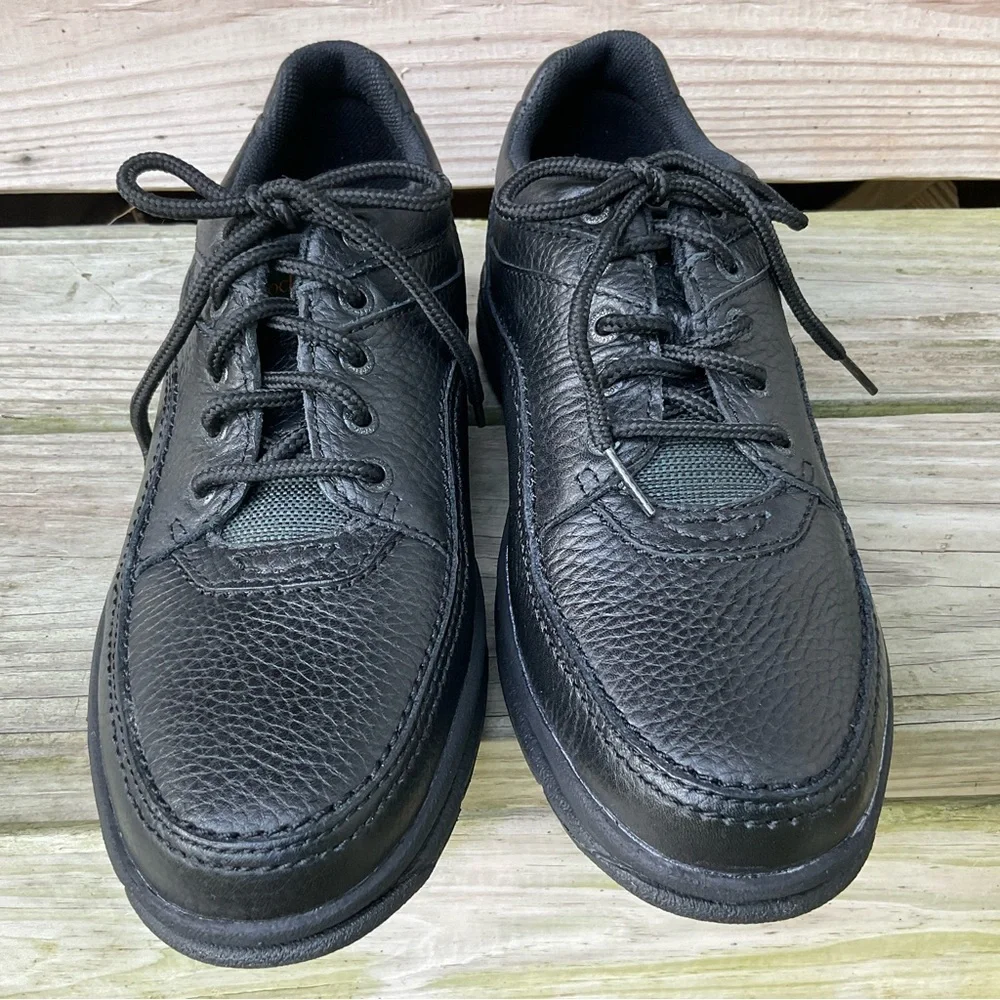 Rockport Leather Oxfords Black Size 10 World Tour Classic Lace Up Comfort Shoes